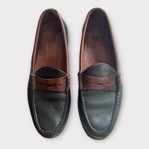 ALLEN EDMONDS Mens Sz 9B Holton Penny Loafers Shoes Black & Brown Pebble Leather